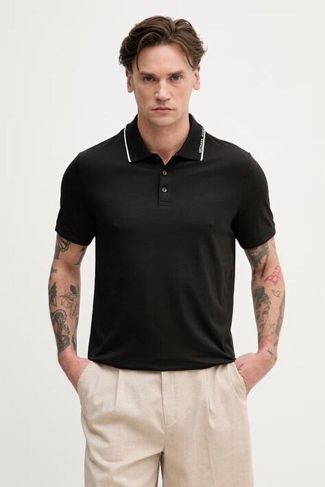 Michael Kors polo męskie bawełniane czarne CS652WR19P