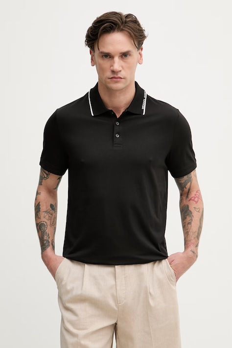 Michael Kors polo męskie bawełniane czarne CS652WR19P