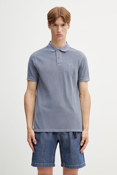 Barbour MML1535BL45 polo bawełniane męskie niebieskie Washed Tartan Tailored