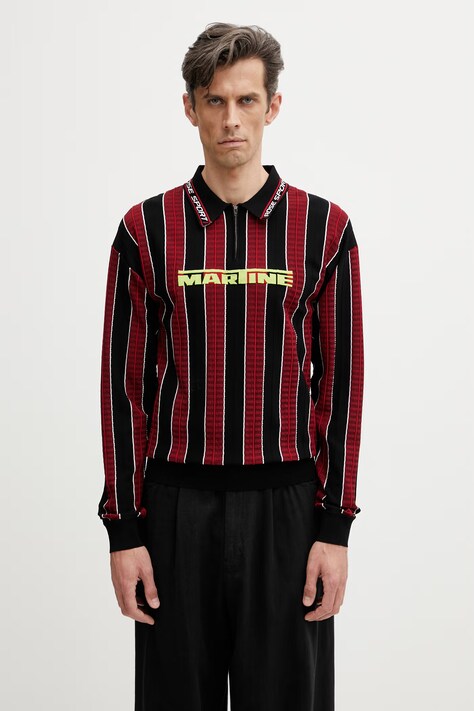 Martine Rose Logo polo męskie z wiskozą czerwone 958YA12120