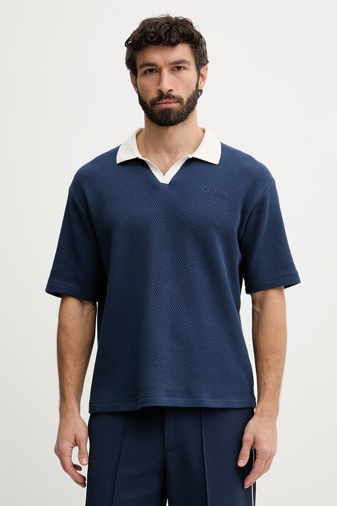 Guess polo męskie bawełniane JHONNY granatowe Z6GP05 K3208