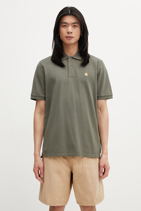 Carhartt WIP S/S Chase Pique Polo polo bawełniane męskie zielone I023807.3LRXX