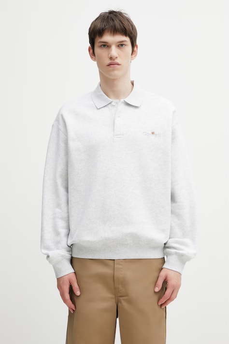 Carhartt WIP WIP Label Polo Sweat sweatshirt cotton Men's gray I036349.482XX