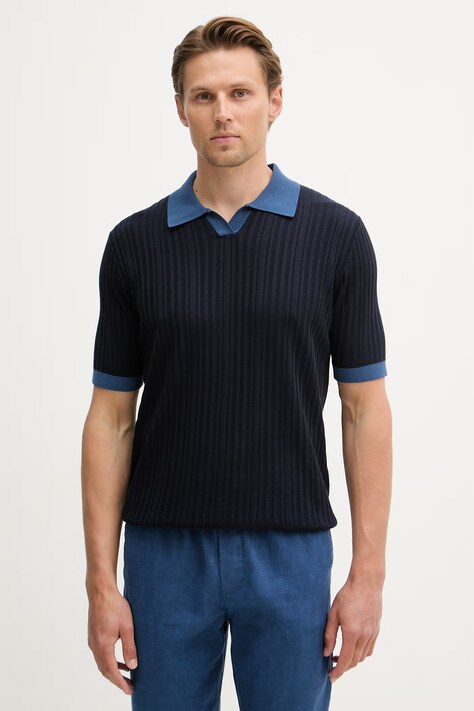 United Colors of Benetton polo za muškarce od pamuka mornarsko plavi 1X56U301V