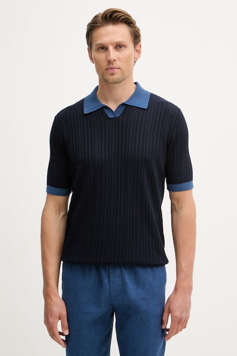 United Colors of Benetton polo za muškarce od pamuka mornarsko plavi 1X56U301V