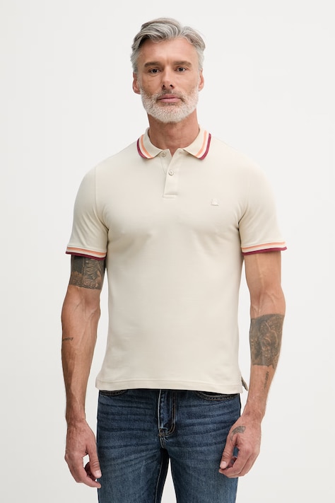 United Colors of Benetton polo muški od pamuka s elastanom bež 3F9HU302W