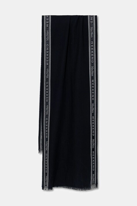 Weekend Max Mara szal z dodatkiem wełny ABALDI damski kolor granatowy 2615541074600