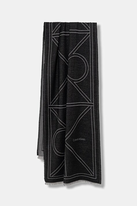 Šal Calvin Klein boja: crna, s uzorkom, LV04F8074G