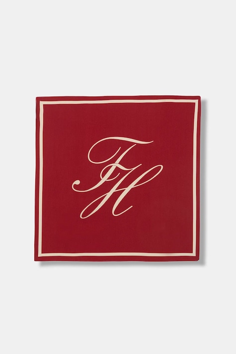 Tommy Hilfiger chusta jedwabna damska kolor czerwony z nadrukiem AW0AW18223