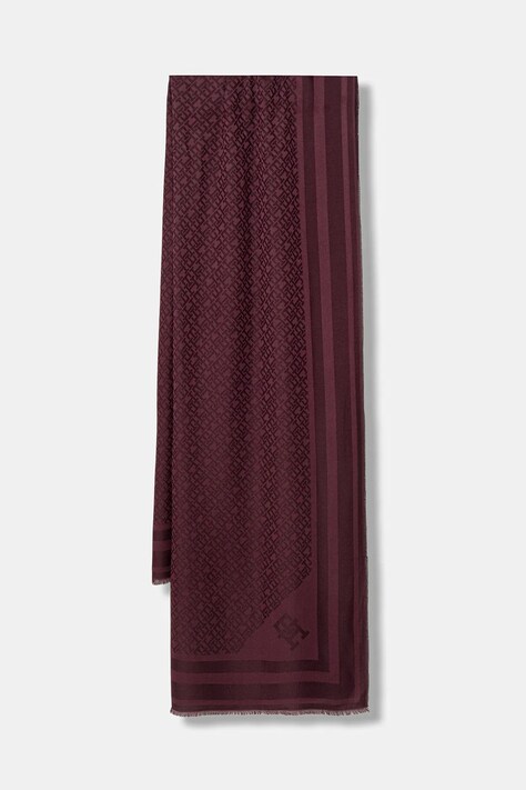 Šal Tommy Hilfiger ženski, bordo barva, AW0AW18273