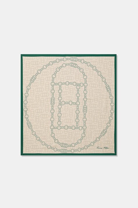 Svilena ruta Tommy Hilfiger ženska, bež barva, AW0AW18277