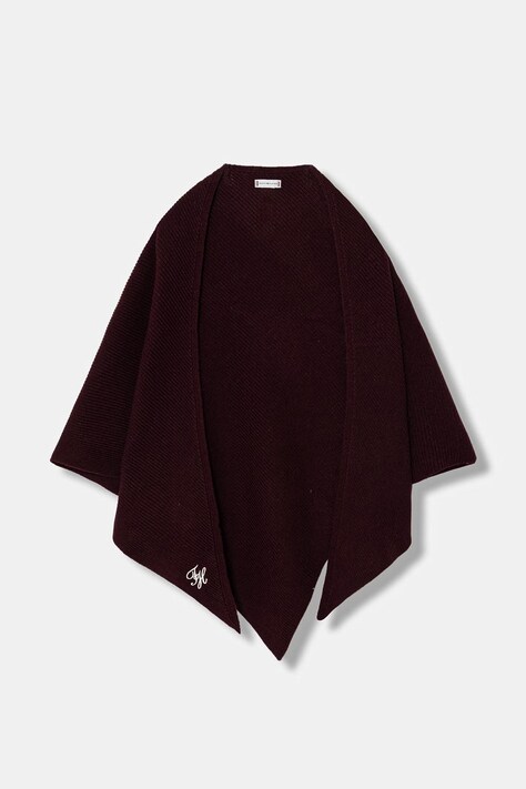 Tommy Hilfiger chusta wełniana kolor bordowy gładka AW0AW18516