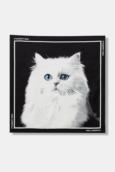 Μεταξωτό φουλάρι Karl Lagerfeld IKON χρώμα: μαύρο, B1W33034