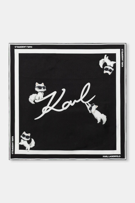 Μεταξωτό φουλάρι Karl Lagerfeld IKON χρώμα: μαύρο, B1W33083