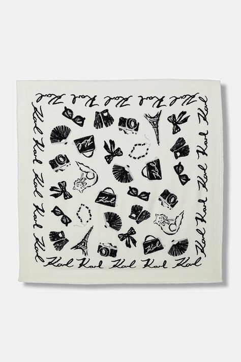 Karl Lagerfeld chusta K/MONOGRAM damska kolor beżowy wzorzysta B1W33086