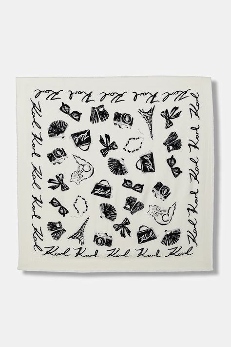 Karl Lagerfeld chusta K/MONOGRAM damska kolor beżowy wzorzysta B1W33086