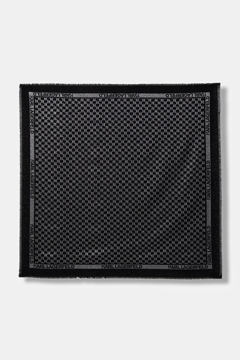 Karl Lagerfeld chusta z dodatkiem jedwabiu K/MONOGRAM damska kolor czarny gładka B1W33026