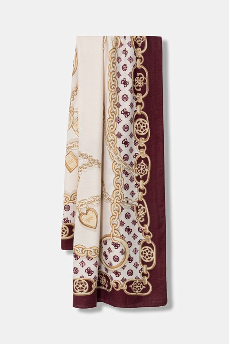 Guess szal damski kolor bordowy wzorzysty AW5464 POL03