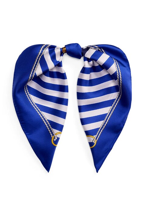 Lauren Ralph Lauren apaszka jedwabna damski kolor niebieski wzorzysta 454P09785