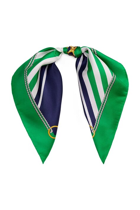 Lauren Ralph Lauren apaszka jedwabna damski kolor zielony wzorzysta 454P09785