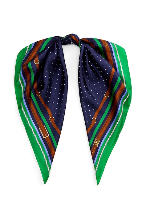 Lauren Ralph Lauren apaszka jedwabna damski kolor granatowy wzorzysty 454P09791