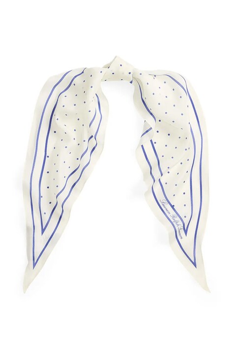 Lauren Ralph Lauren apaszka jedwabna damski kolor zielony wzorzysta 454P09882