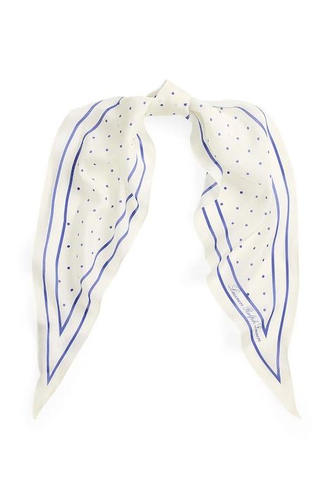 Копринено шалче Lauren Ralph Lauren в зелено с десен 454P09882