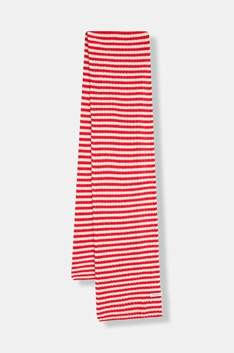 Marc O'Polo szalik wełniany damski kolor czerwony wzorzysty 600605402123