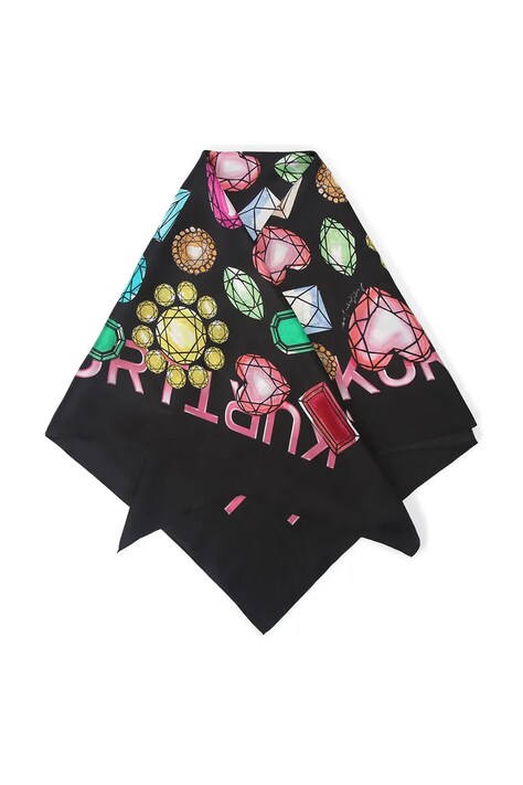 Kurt Geiger London chusta jedwabna damska kolor czarny wzorzysta 2098553469