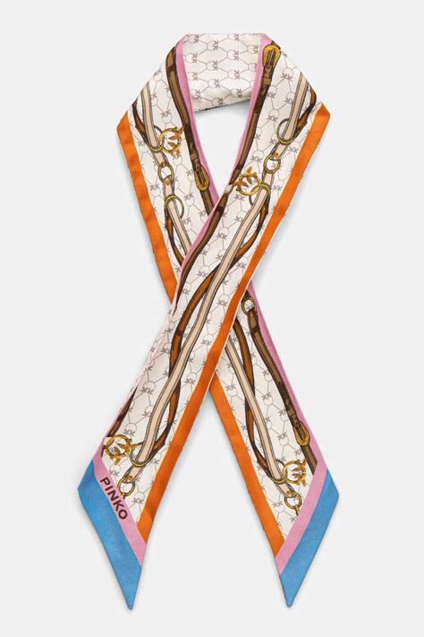 Pinko apaszka z dodatkiem jedwabiu damski kolor beżowy wzorzysty 106653 A39N