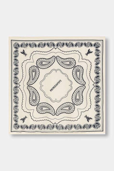 Patrizia Pepe apaszka z dodatkiem jedwabiu damska kolor beżowy wzorzysta 8F0112 A706