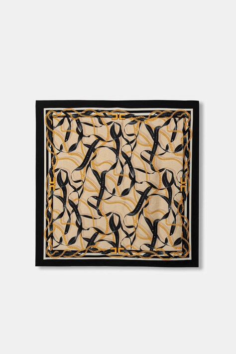 Elisabetta Franchi apaszka jedwabna kolor beżowy wzorzysta FO16L61E2