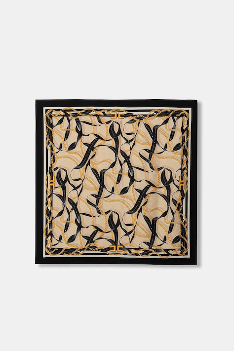 Elisabetta Franchi apaszka jedwabna kolor beżowy wzorzysta FO16L61E2