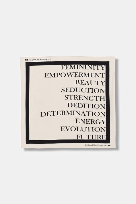 Elisabetta Franchi apaszka damska jedwabna beżowa FO19F61E2