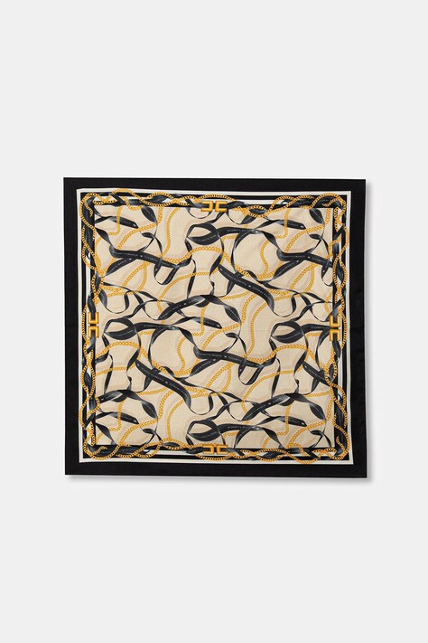 Elisabetta Franchi apaszka jedwabna kolor beżowy wzorzysta FO21L61E2