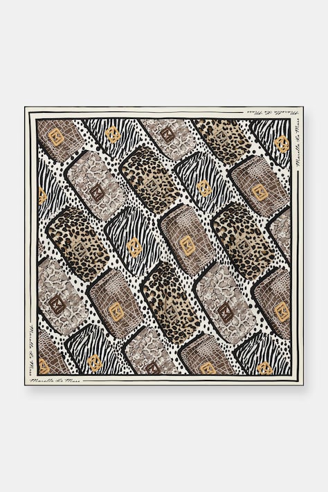 Marella apaszka jedwabna MLATERRA damska kolor beżowy wzorzysta 2613541046200