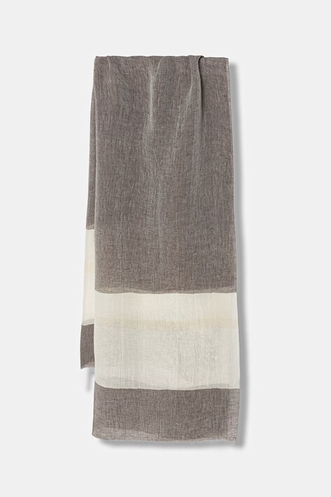 Marella szal z dodatkiem lnu MLATAMBUTO damski kolor brązowy wzorzysty 2613541047200