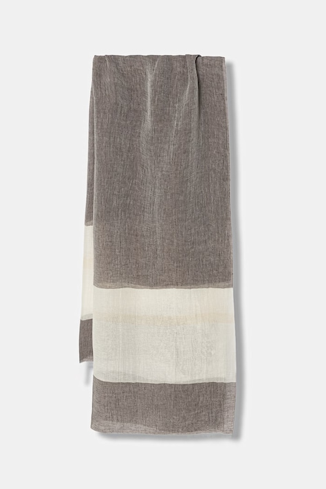 Marella szal z dodatkiem lnu MLATAMBUTO damski kolor brązowy wzorzysty 2613541047200