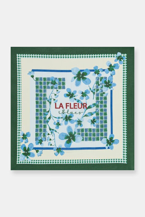 IBlues chusta z dodatkiem jedwabiu ONORE damska kolor zielony wzorzysta 2617541012200