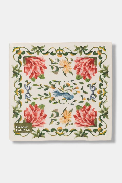 Barbour apaszka damska bawełniana x Farm Rio beżowa LSC0493