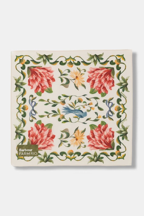 Barbour apaszka damska bawełniana x Farm Rio beżowa LSC0493