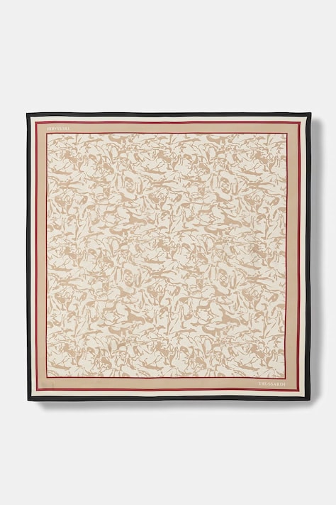 Trussardi apaszka jedwabna damska kolor beżowy wzorzysta S007C000009N