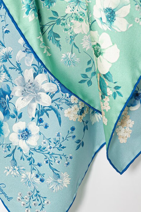 Luisa Spagnoli apaszka jedwabna Risoluto damska kolor niebieski wzorzysta 542866