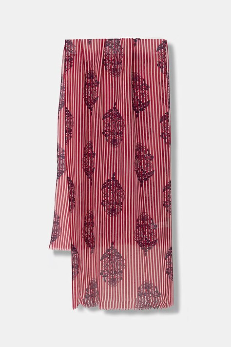 United Colors of Benetton dámsky šál s prímesou ľanu červený 6FL0VU007