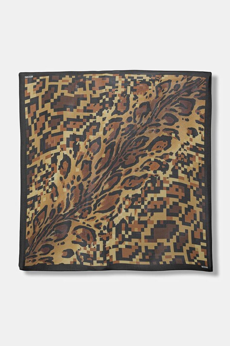 Moschino chusta jedwabna damska kolor brązowy wzorzysta M3382 03729