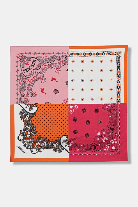 Moschino chusta jedwabna damska kolor różowy wzorzysta M3371 03627