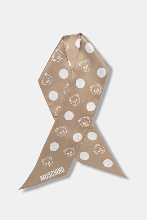 Moschino apaszka damski kolor beżowy wzorzysta M5891 E3242