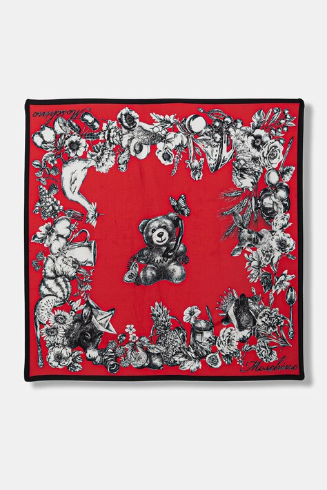 Moschino chusta jedwabna damska kolor czerwony wzorzysta M3380 03549