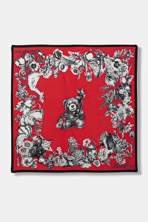 Moschino chusta jedwabna damska kolor czerwony wzorzysta M3380 03549