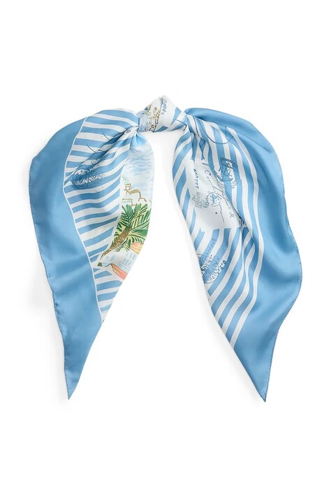 Lauren Ralph Lauren szalik damski jedwabny niebieski 454P14501